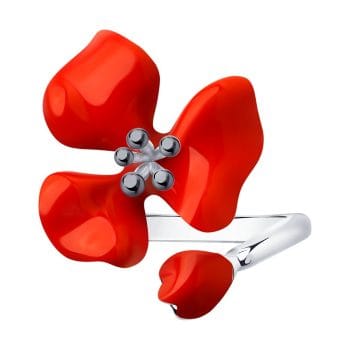 Сребърен пръстен - Red Flowers - Image 2