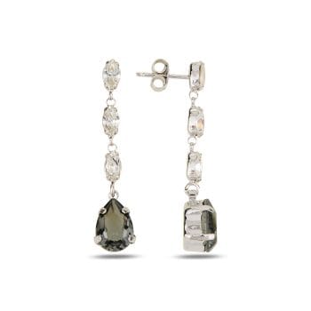 елегантни сребърни обеци, висящи обеци, кристали сваровски, SWAROVSKI Maestro, родиево покритие,