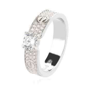 сребърен пръстен, по модел на Cartier, цирконий, родиево покритие,
