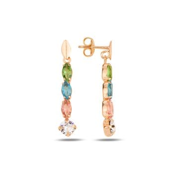 сребърни обеци, висящи обеци, розова позлата, кристали сваровски, SWAROVSKI Maestro,