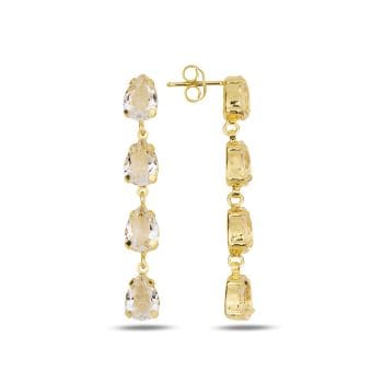 сребърни обеци, висящи обеци, жълта позлата, кристали сваровски, SWAROVSKI Maestro,