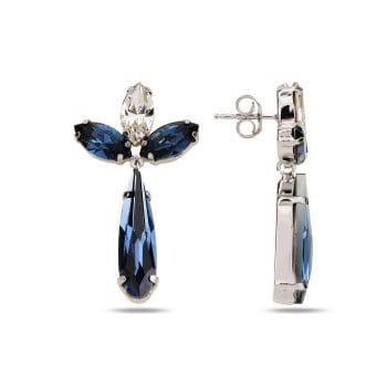 сребърни обеци, родиево покритие, кристали сваровски, SWAROVSKI Maestro,