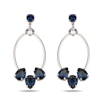сребърни обеци, родиево покритие, кристали сваровски, SWAROVSKI Maestro,