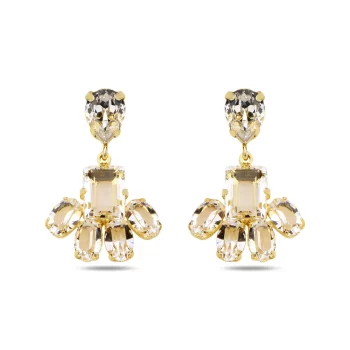 сребърни обеци, кристали Swarovski, жълта позлата, SWAROVSKI Maestro,