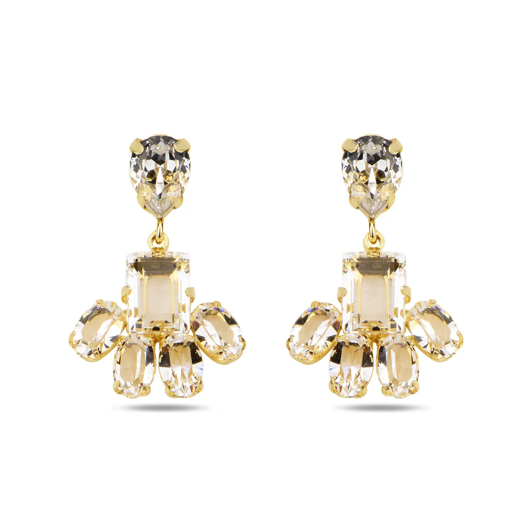 Сребърни обеци - Sun Alto сребърни обеци, кристали Swarovski, жълта позлата, SWAROVSKI Maestro,