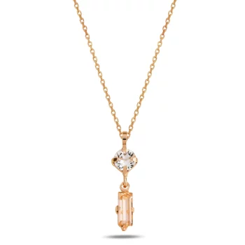 сребърно колие, кристал Swarovski, розова позлата, SWAROVSKI Maestro,