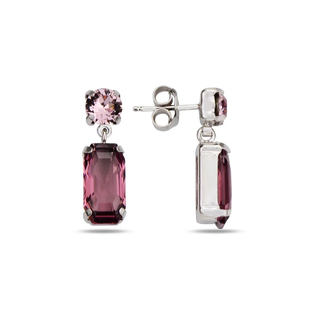 Сребърни обеци - Alto violet сребърни обеци, кристали Swarovski, родиево покритие, SWAROVSKI Maestro