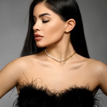 Сребърно колие - Pearl gold chain - Image 2