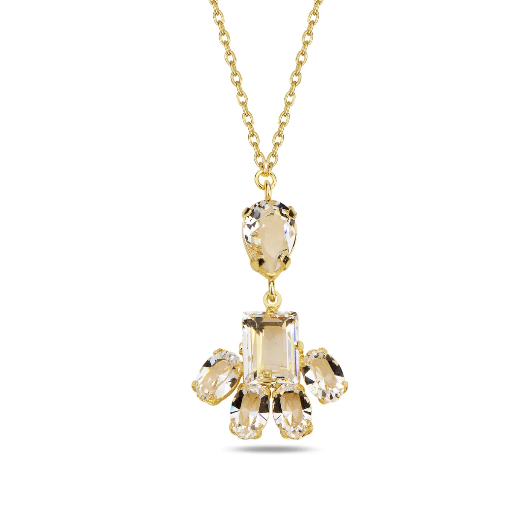 Сребърно колие - Sun Alto сребърно колие, кристали Swarovski, жълта позлата, SWAROVSKI Maestro