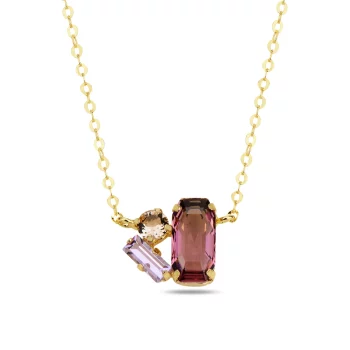 сребърно колие, кристали Swarovski, жълта позлата, SWAROVSKI Maestro