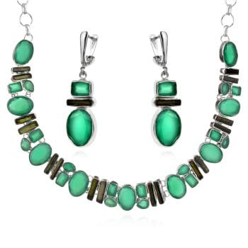 Сребърно колие - Green agate and smoky quartz - Image 2