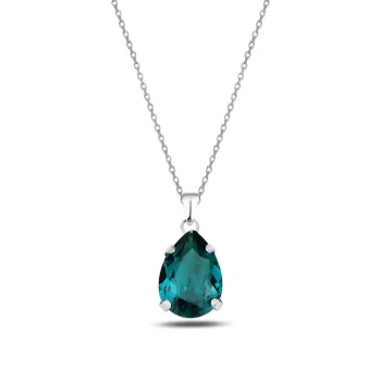 сребърно колие, камъни Swarovski, родиево покритие, Maestro Italy