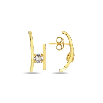 сребърни обеци, камъни Swarovski, жълта позлата, Maestro Italy