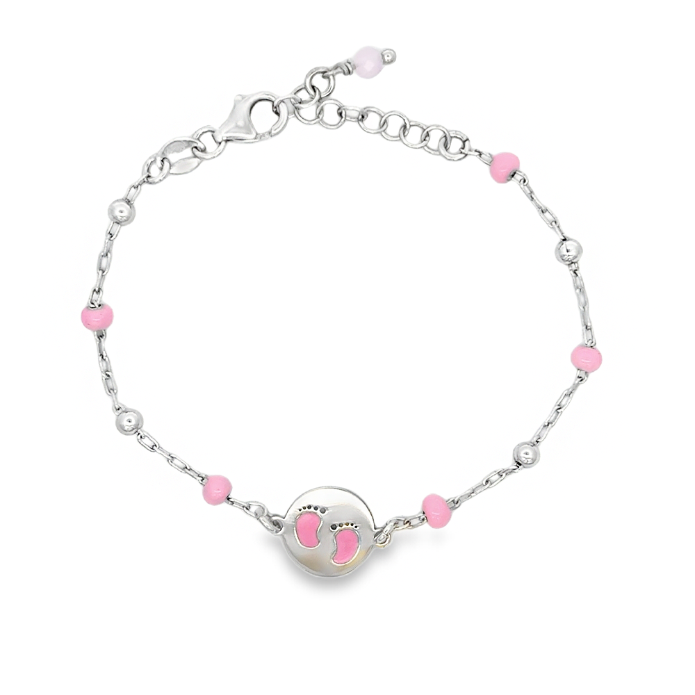 Детска сребърна гривна - Little Baby Steps Pink Детска сребърна гривна - Little Baby Steps Pink - Image 1