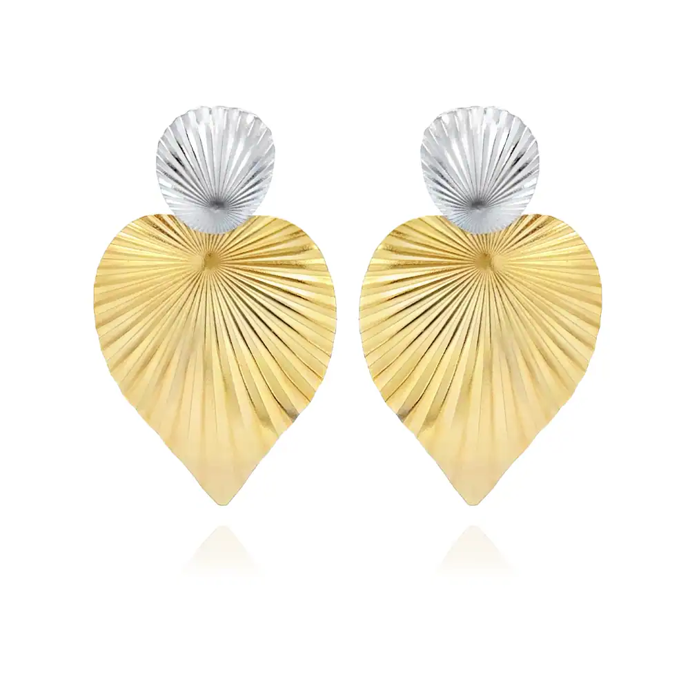 Сребърни обеци - Radiant Heart Drops G Two tone gold and silver earrings with a heart shape.