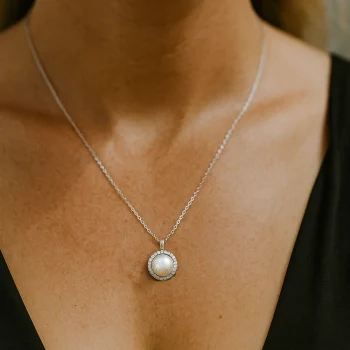 Сребърно колие - Pearl Halo - Image 2